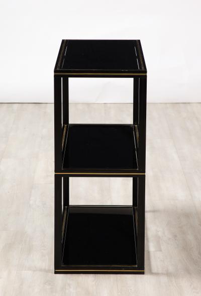 Pierre Vandel Pierre Vandel Black Glass and Brass Etag re France circa 1970