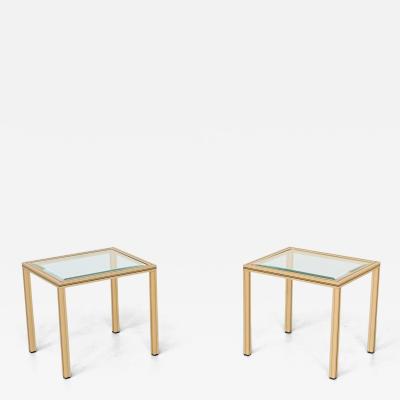 Pierre Vandel Pierre Vandel pair of side tables in brass and glass France 1970