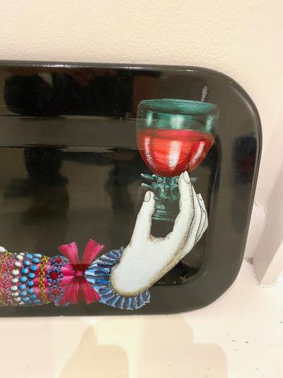 Pierro Fornasetti Lacquered Wood Rosa Tray by Pierro Fornasetti