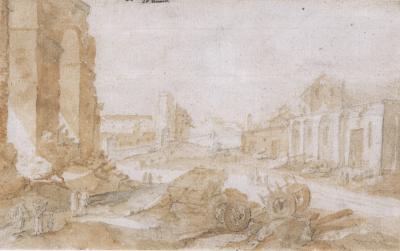 Pieter Stevens View of Rome with Figures