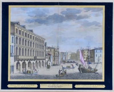 Pieter Vander Aa View of Venice including Gondolas 18th Century Hand Colored Engraving