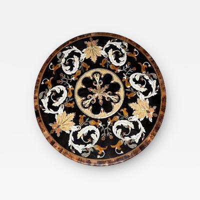 Pietra Dura Italian Mid Century Modern Round Table Top Marble Mother of Pearl