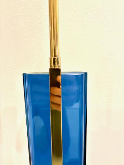 Pietro Chiesa Clear Blue Glass and Brass Table Lamp by Pietro Chiesa for Fontana Arte
