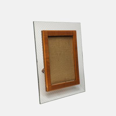 Pietro Chiesa Etched Glass and Carved Wood Picture Frame by Pietro Chiesa