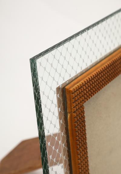Pietro Chiesa Etched Glass and Carved Wood Picture Frame by Pietro Chiesa
