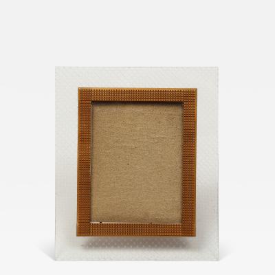 Pietro Chiesa Etched Glass and Carved Wood Picture Frame by Pietro Chiesa