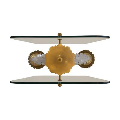 Pietro Chiesa Fontana Arte Elegant 4 Light Glass and Brass Chandelier 1940s