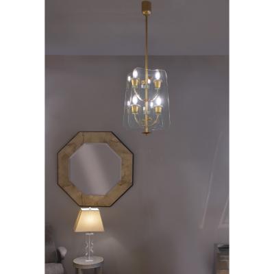 Pietro Chiesa Fontana Arte Elegant 4 Light Glass and Brass Chandelier 1940s