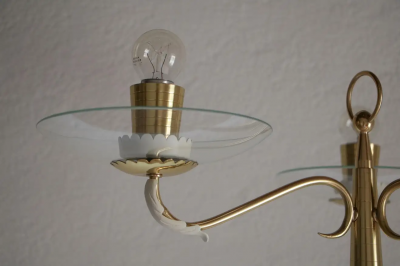 Pietro Chiesa Italian Ash Wood Polished Brass Lamp Floor attributed to Pietro Chiesa 1940s