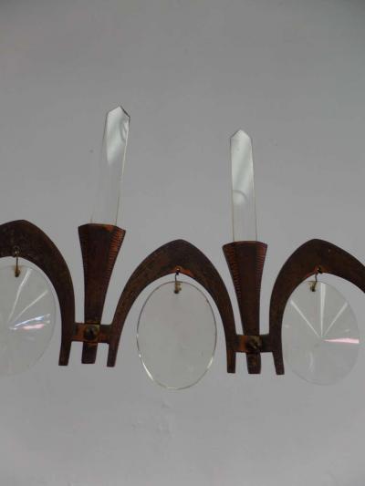 Pietro Chiesa Italian Gilt Bronze Crystal Chandelier Attr Pietro Chiesa for Fontana Arte