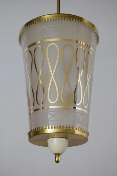 Pietro Chiesa Italian Mid Century Suspension Lamp Fontana Arte Style 1950s