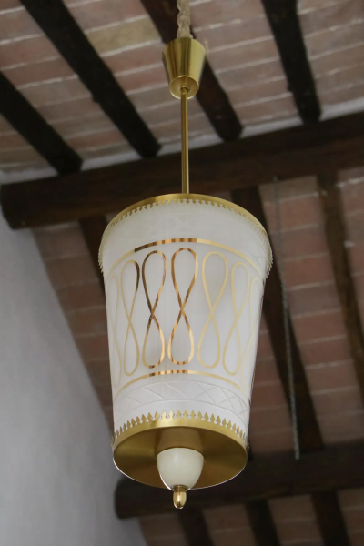 Pietro Chiesa Italian Mid Century Suspension Lamp Fontana Arte Style 1950s