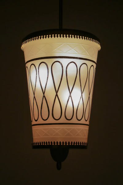 Pietro Chiesa Italian Mid Century Suspension Lamp Fontana Arte Style 1950s