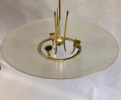 Pietro Chiesa Italian Modern Neoclassical Brass Glass Pendant by Pietro Chiesa Fontana Arte