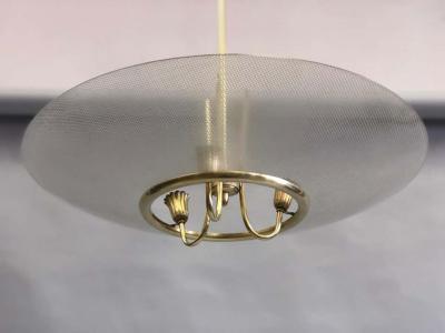 Pietro Chiesa Italian Modern Neoclassical Brass Glass Pendant by Pietro Chiesa Fontana Arte