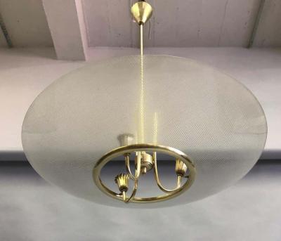Pietro Chiesa Italian Modern Neoclassical Brass Glass Pendant by Pietro Chiesa Fontana Arte