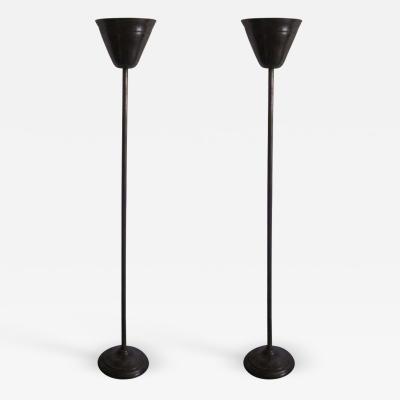 Pietro Chiesa Pair Italian Mid Century Bronze Luminator Floor Lamps Attr Pietro Chiesa 1930