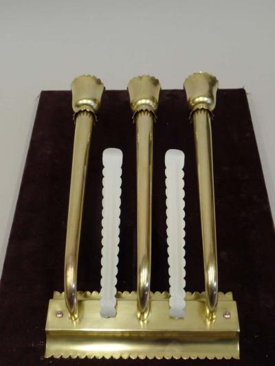 Pietro Chiesa Pair Large Italian Mid Century Brass Wall Sconces Pietro Chiesa Fontana Arte