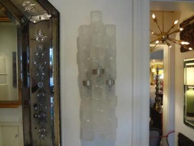 Pietro Chiesa Pair of Italian Max Ingrand for Fontana Arte Inspired Murano Glass Sconces