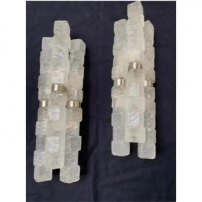 Pietro Chiesa Pair of Italian Max Ingrand for Fontana Arte Inspired Murano Glass Sconces