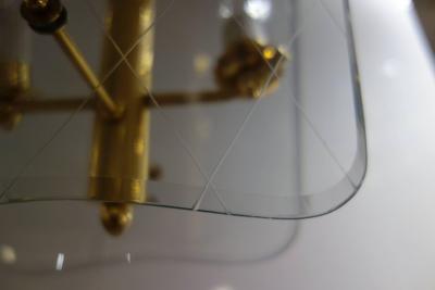 Pietro Chiesa Pair of Vintage Glass and Brass Pietro Chiesa Style Lanterns or Chandeliers