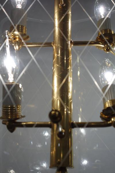Pietro Chiesa Pair of Vintage Glass and Brass Pietro Chiesa Style Lanterns or Chandeliers