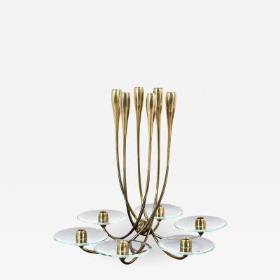 Pietro Chiesa Pietro Chiesa Brass Glass Candelabra Holder for Fontana Arte