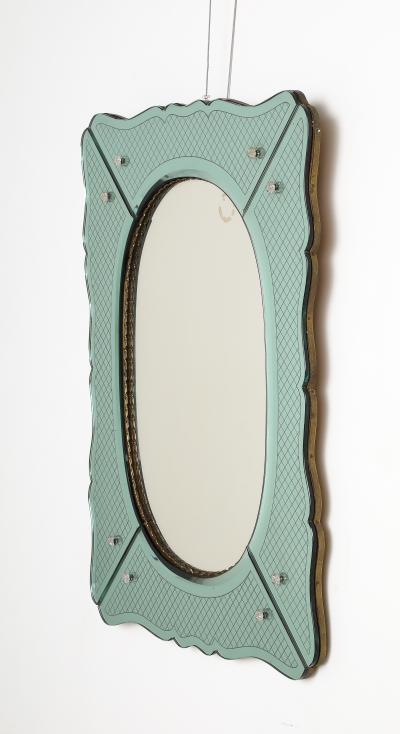 Pietro Chiesa Pietro Chiesa for Fontana Arte Etched Glass Mirror Italy circa 1940