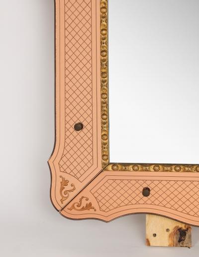 Pietro Chiesa Pietro Chiesa for Fontana Arte Etched Rose Gold Glass Wall Mirror circa 1930