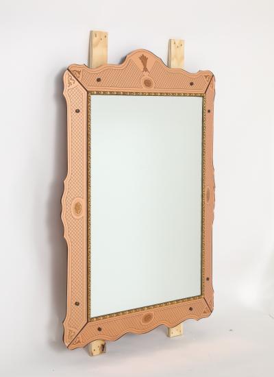 Pietro Chiesa Pietro Chiesa for Fontana Arte Etched Rose Gold Glass Wall Mirror circa 1930