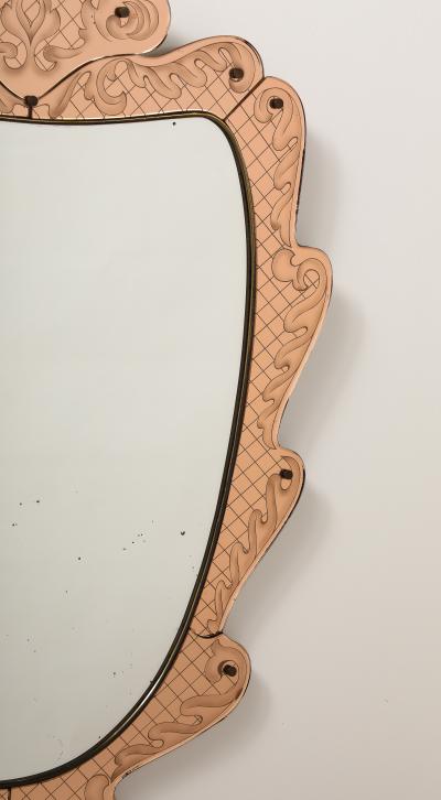 Pietro Chiesa Pietro Chiesa for Fontana Arte Pink Glass and Crystal Mirror circa 1930