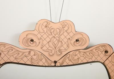 Pietro Chiesa Pietro Chiesa for Fontana Arte Pink Glass and Crystal Mirror circa 1930