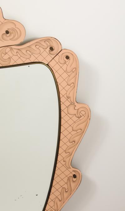 Pietro Chiesa Pietro Chiesa for Fontana Arte Pink Glass and Crystal Mirror circa 1930