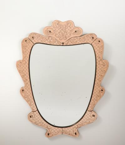 Pietro Chiesa Pietro Chiesa for Fontana Arte Pink Glass and Crystal Mirror circa 1930