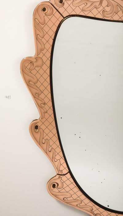 Pietro Chiesa Pietro Chiesa for Fontana Arte Pink Glass and Crystal Mirror circa 1930