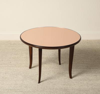 Pietro Chiesa Pietro Chiesa for Fontana Arte Rose Gold Glass and Walnut Coffee Table 1940