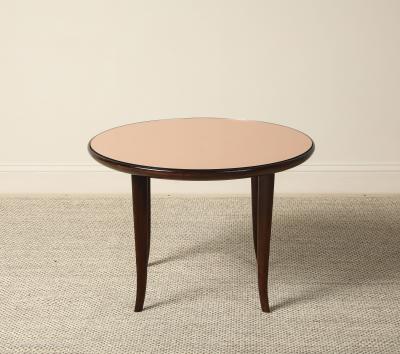Pietro Chiesa Pietro Chiesa for Fontana Arte Rose Gold Glass and Walnut Coffee Table 1940