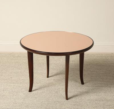 Pietro Chiesa Pietro Chiesa for Fontana Arte Rose Gold Glass and Walnut Coffee Table 1940