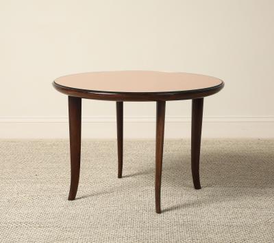 Pietro Chiesa Pietro Chiesa for Fontana Arte Rose Gold Glass and Walnut Coffee Table 1940