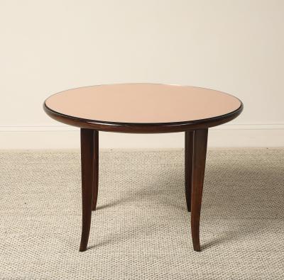 Pietro Chiesa Pietro Chiesa for Fontana Arte Rose Gold Glass and Walnut Coffee Table 1940