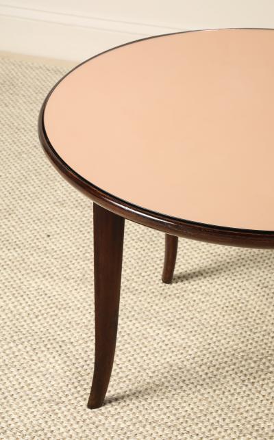 Pietro Chiesa Pietro Chiesa for Fontana Arte Rose Gold Glass and Walnut Coffee Table 1940