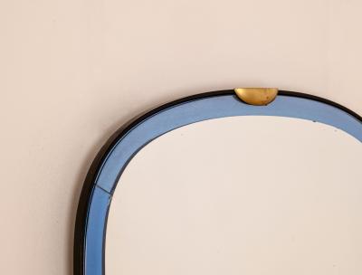 Pietro Chiesa Rare Blue Bevelled Glass Mirror by Pietro Chiesa for Luigi Fontana C Italy