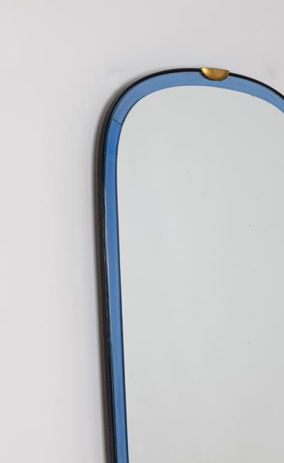 Pietro Chiesa Rare Blue Bevelled Glass Mirror by Pietro Chiesa for Luigi Fontana C Italy