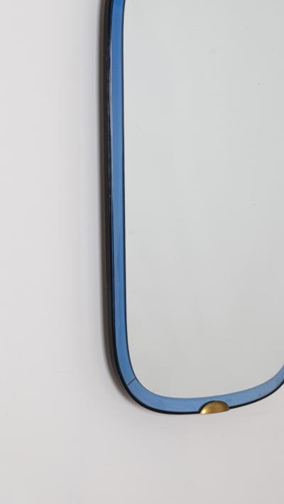 Pietro Chiesa Rare Blue Bevelled Glass Mirror by Pietro Chiesa for Luigi Fontana C Italy