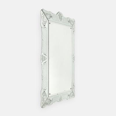 Pietro Chiesa Rare Rectangular Etched Glass Mirror by Pietro Chiesa