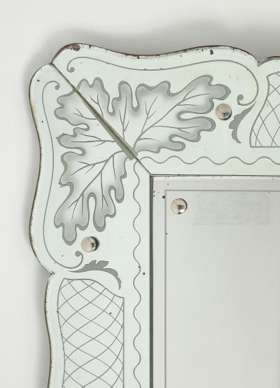 Pietro Chiesa Rare Rectangular Etched Glass Mirror by Pietro Chiesa