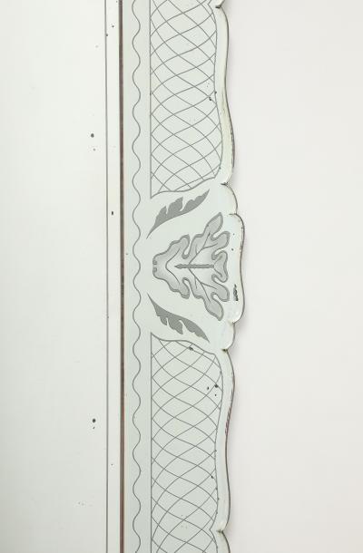 Pietro Chiesa Rare Rectangular Etched Glass Mirror by Pietro Chiesa