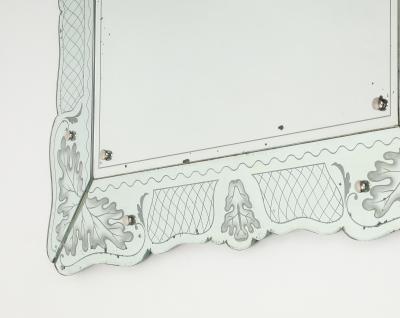 Pietro Chiesa Rare Rectangular Etched Glass Mirror by Pietro Chiesa