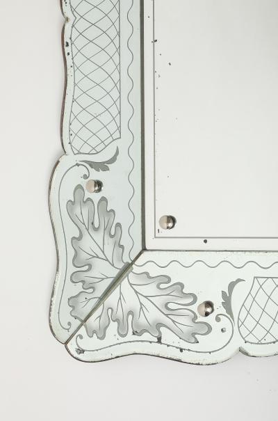Pietro Chiesa Rare Rectangular Etched Glass Mirror by Pietro Chiesa