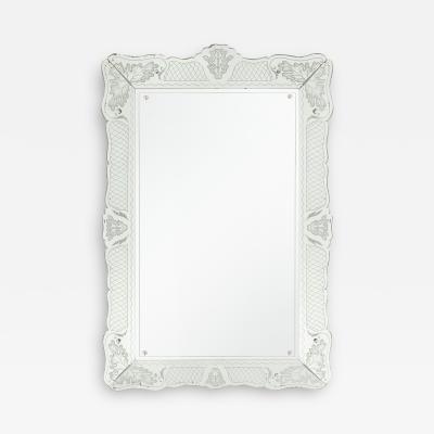 Pietro Chiesa Rare Rectangular Etched Glass Mirror by Pietro Chiesa